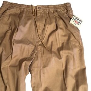 Vintage Dockers Sport Mens Large Khaki Tan Elastic Waist Pleated Pants NWT